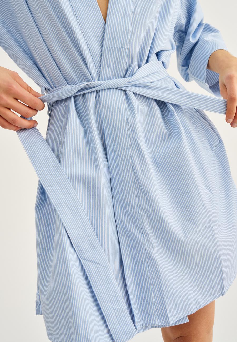 Morgenmantel | Bambus-Viskose | blau gestreift -JBS of Denmark Women