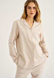 Pyjamashirt, langarm | Bambus-Viskose | sand gestreift -JBS of Denmark Women