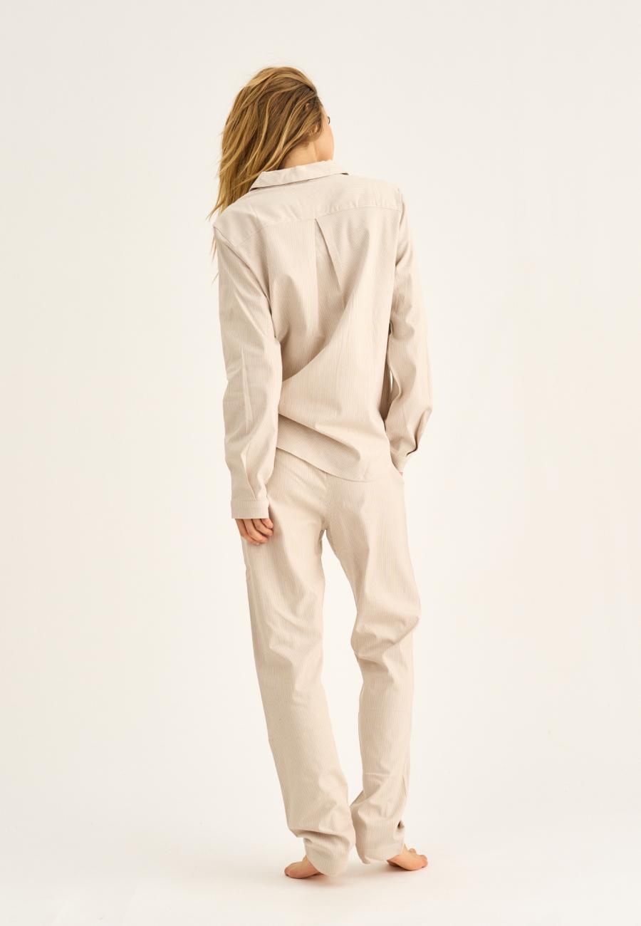 Pyjamashirt, langarm | Bambus-Viskose | sand gestreift -JBS of Denmark Women