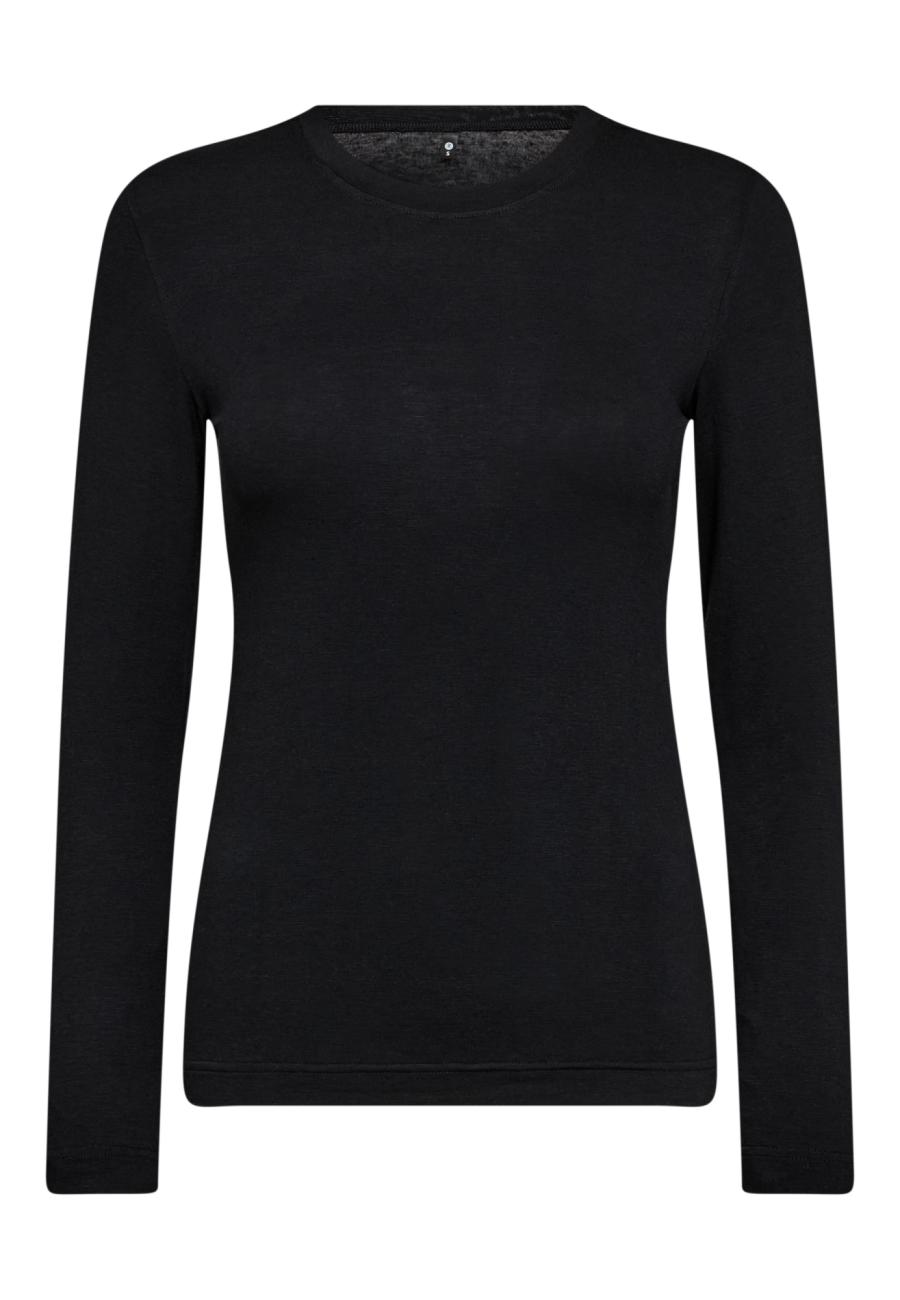 Kaschmir-Mix Langarmshirt | Bambusviskose | Schwarz -JBS of Denmark Women