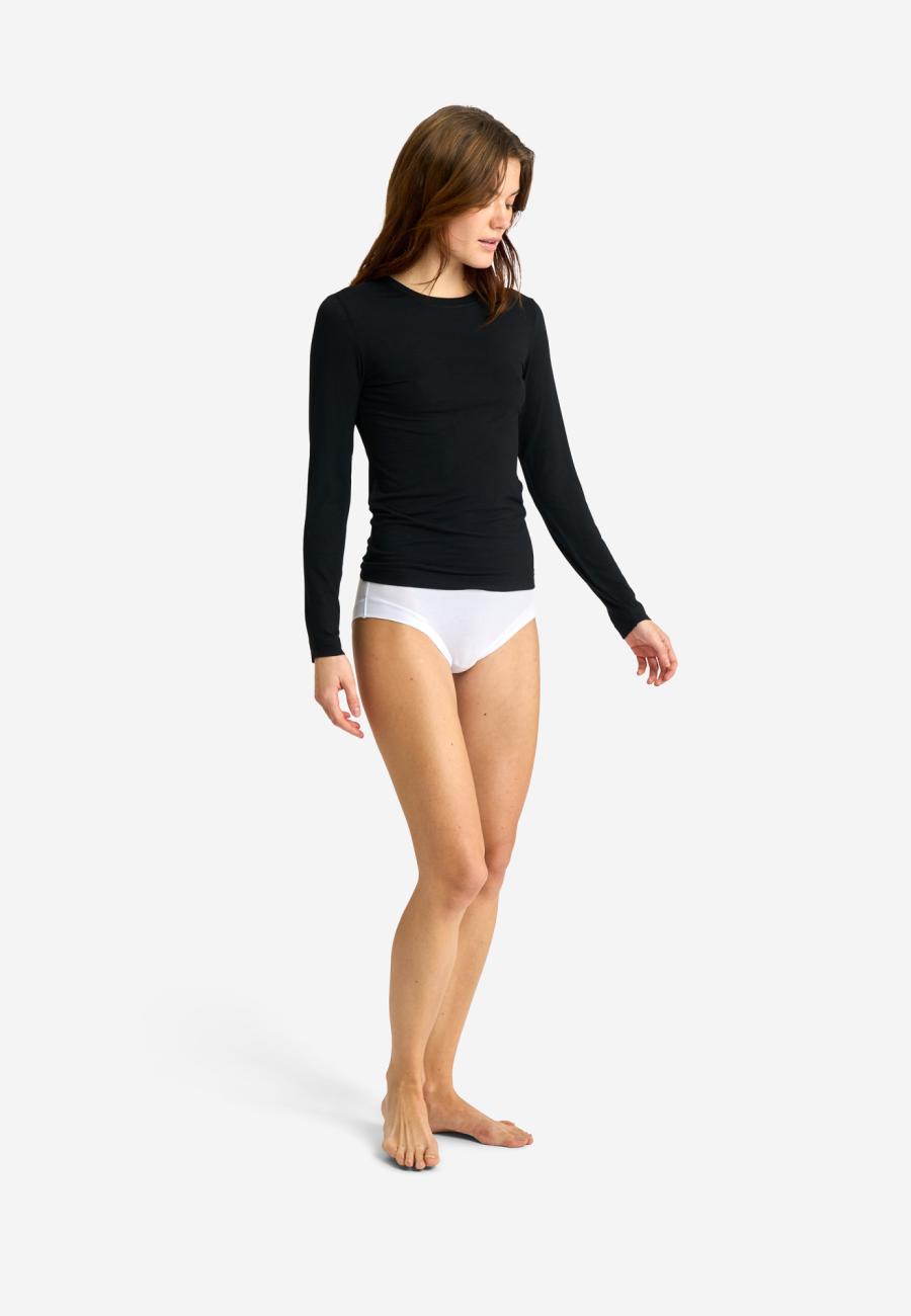 Kaschmir-Mix Langarmshirt | Bambusviskose | Schwarz -JBS of Denmark Women