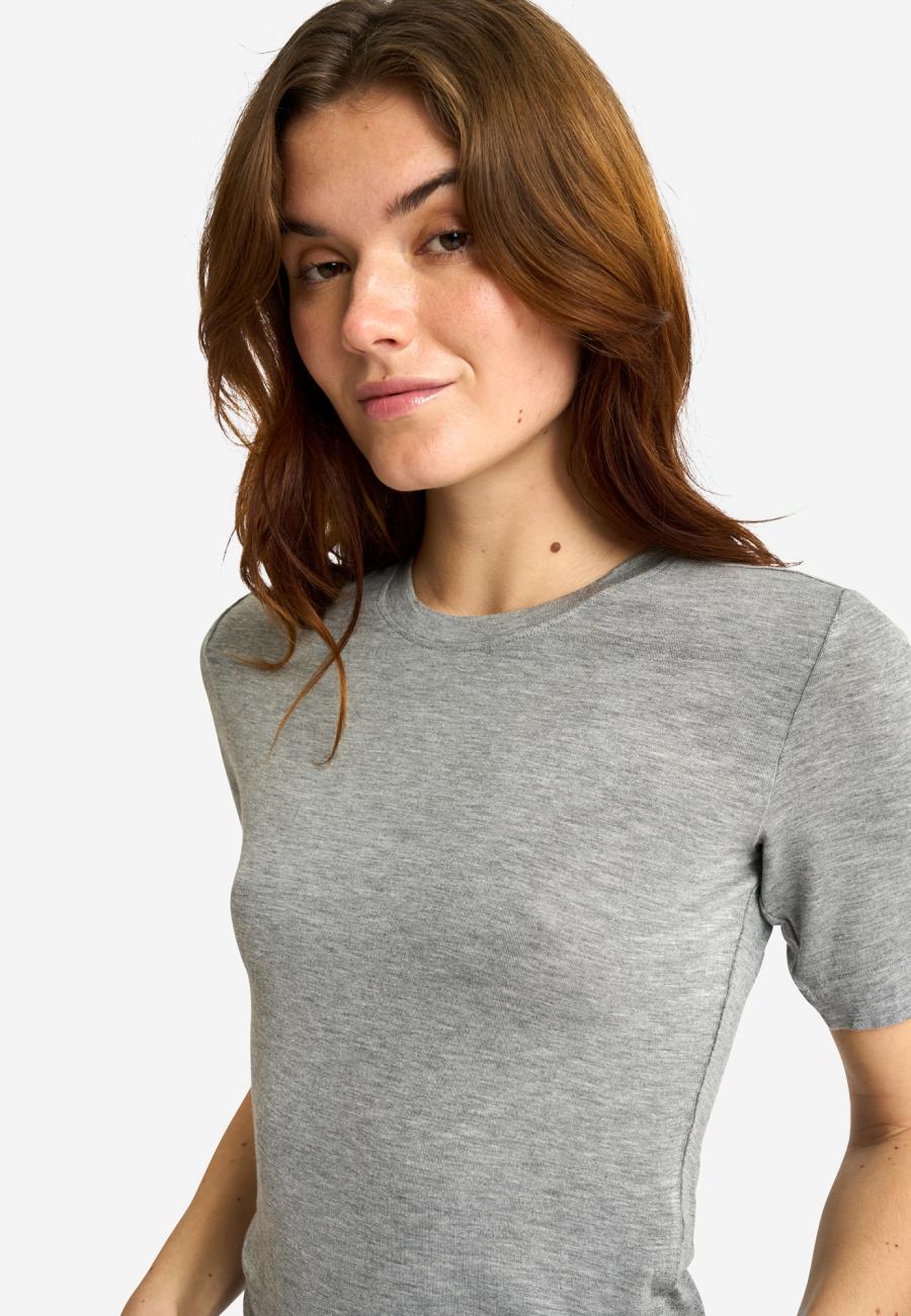Kaschmir-Mix T-Shirt | Bambusviskose | Grau -JBS of Denmark Women