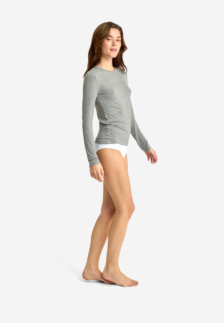 Kaschmir-Mix Langarmshirt | Bambusviskose | Grau -JBS of Denmark Women