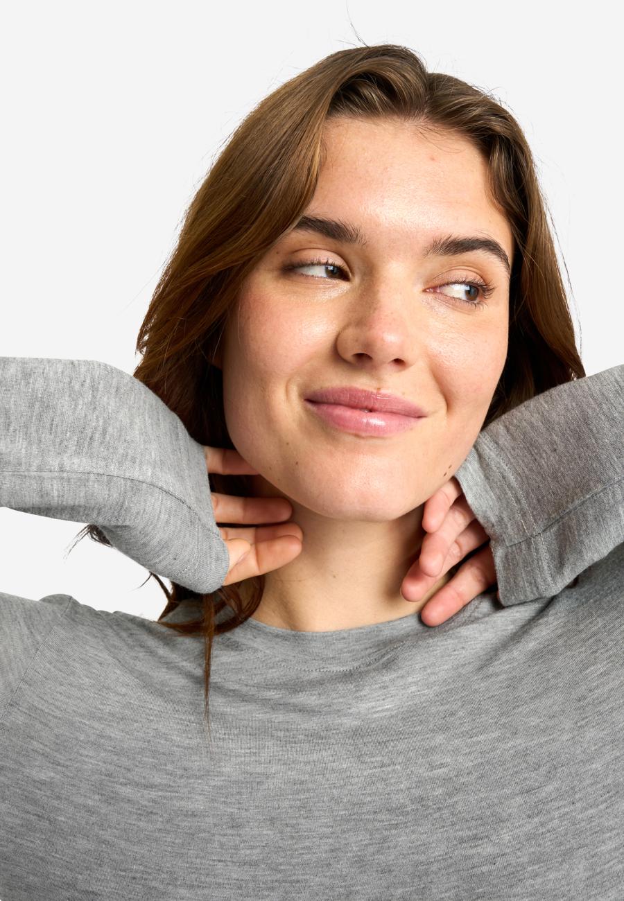 Kaschmir-Mix Langarmshirt | Bambusviskose | Grau -JBS of Denmark Women