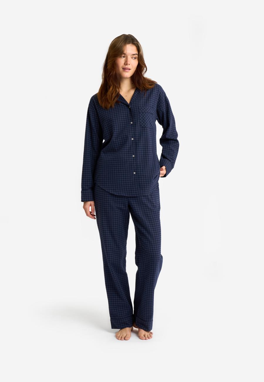 Pyjamashirt | 100% Bio-Baumwolle | Navy kariert -JBS of Denmark Women