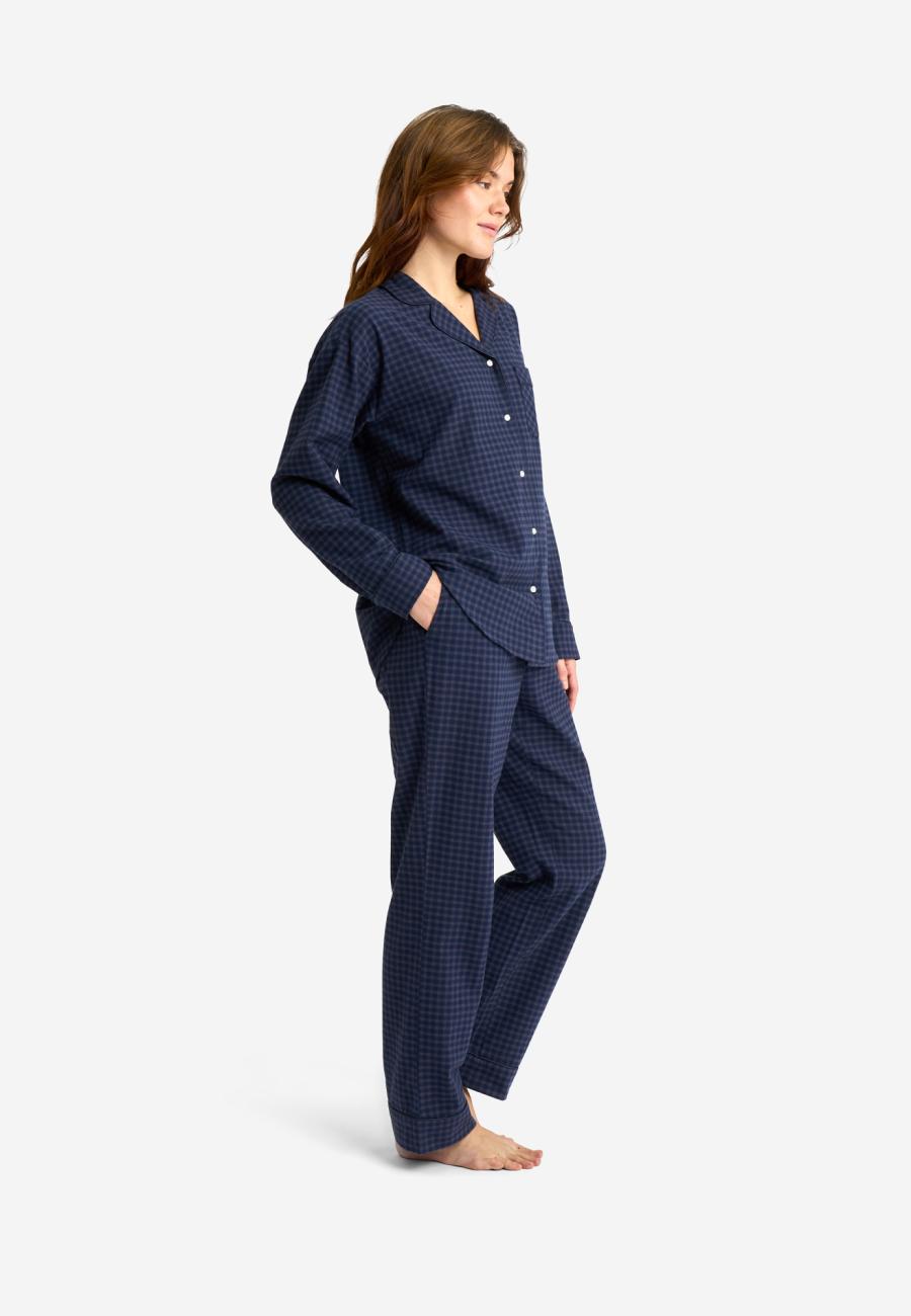 Pyjamashirt | 100% Bio-Baumwolle | Navy kariert -JBS of Denmark Women