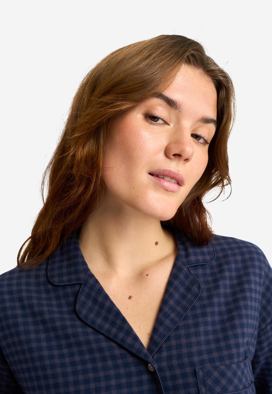 Pyjamashirt | 100% Bio-Baumwolle | Navy kariert -JBS of Denmark Women