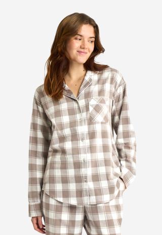 Pyjamasskjorte | 100 % Bio-Baumwolle | Sand kariert -JBS of Denmark Women