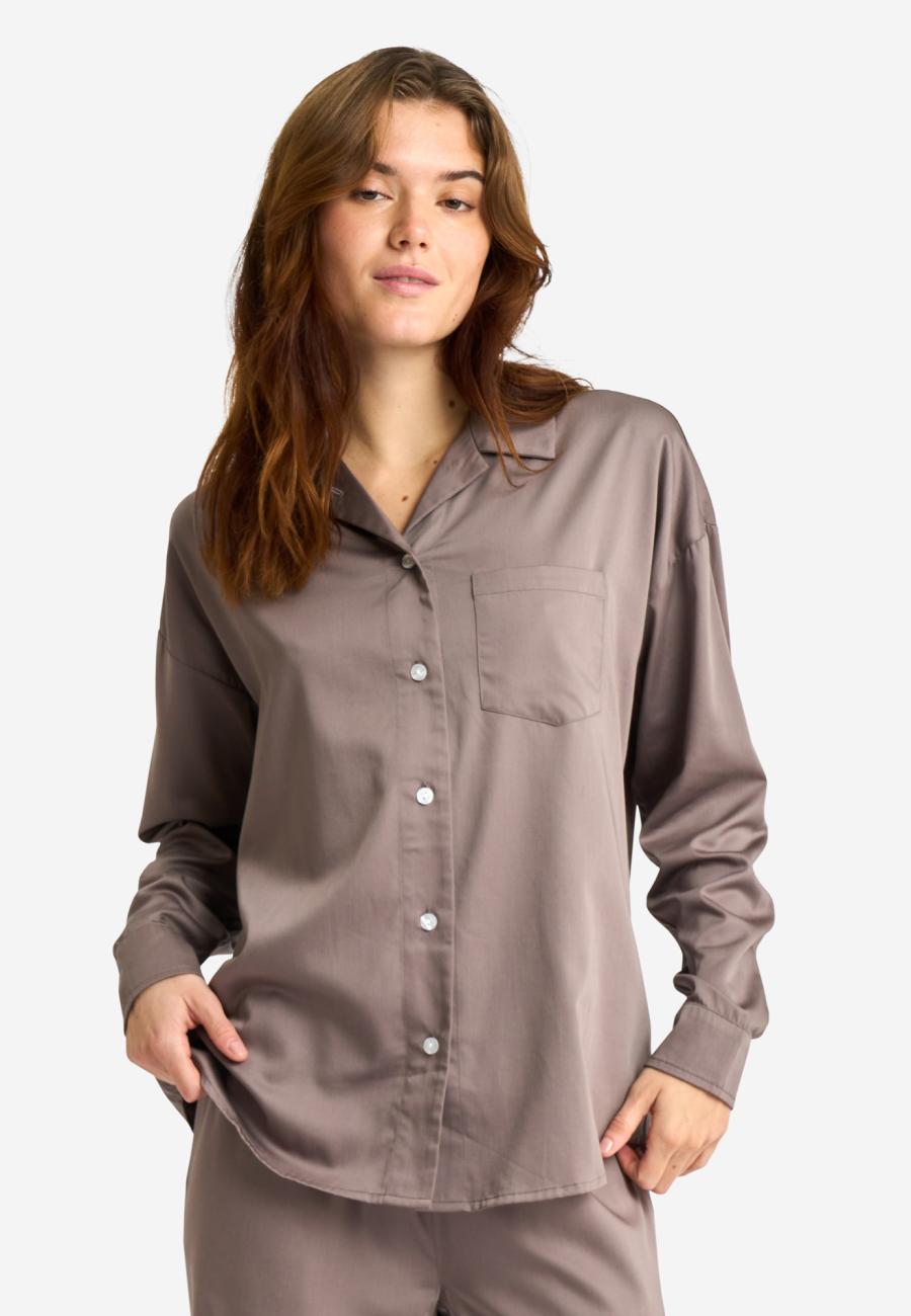 Pyjamashirt, Satin | Bambusviskose | Sand -JBS of Denmark Women