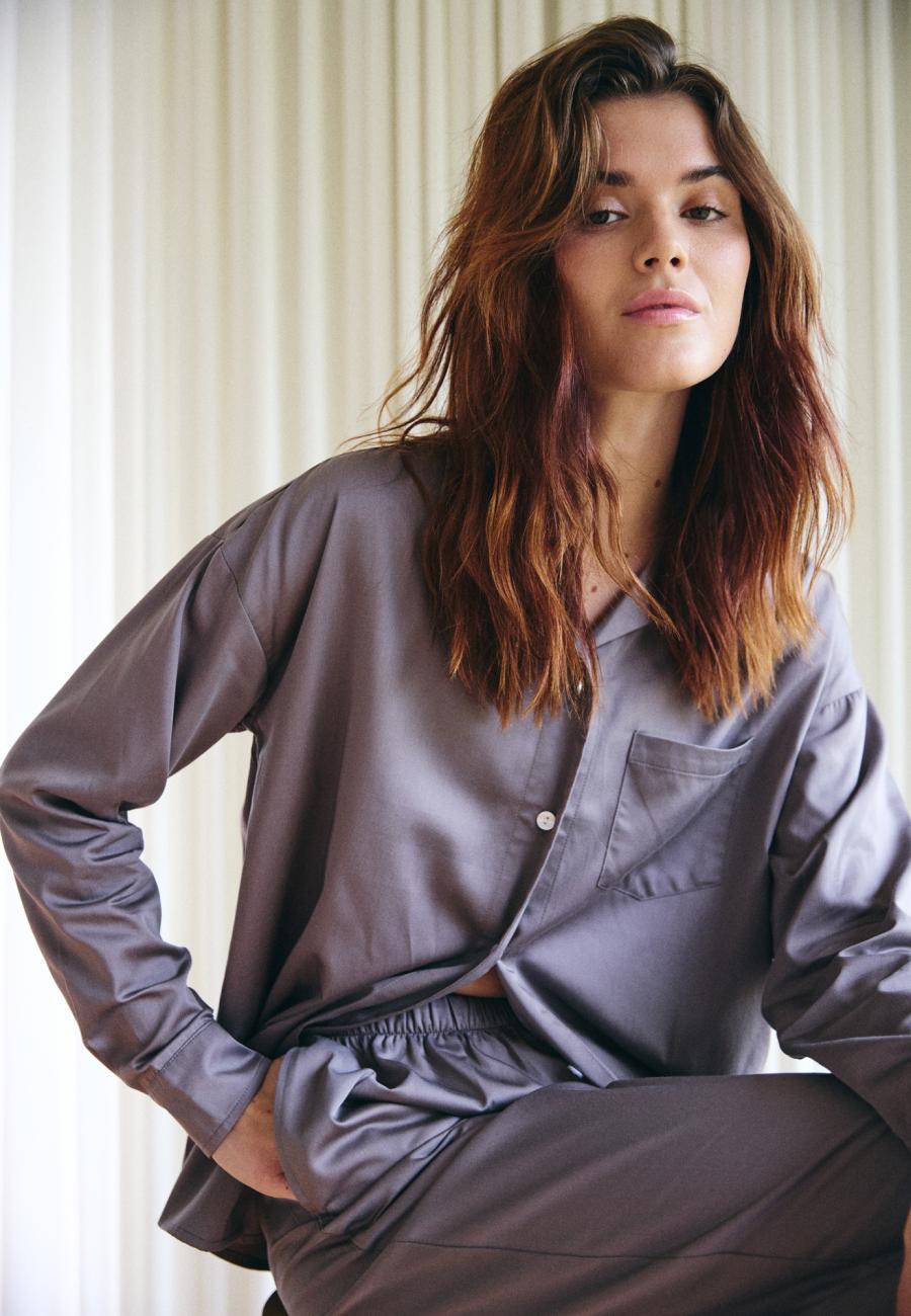Pyjamashirt, Satin | Bambusviskose | Sand -JBS of Denmark Women