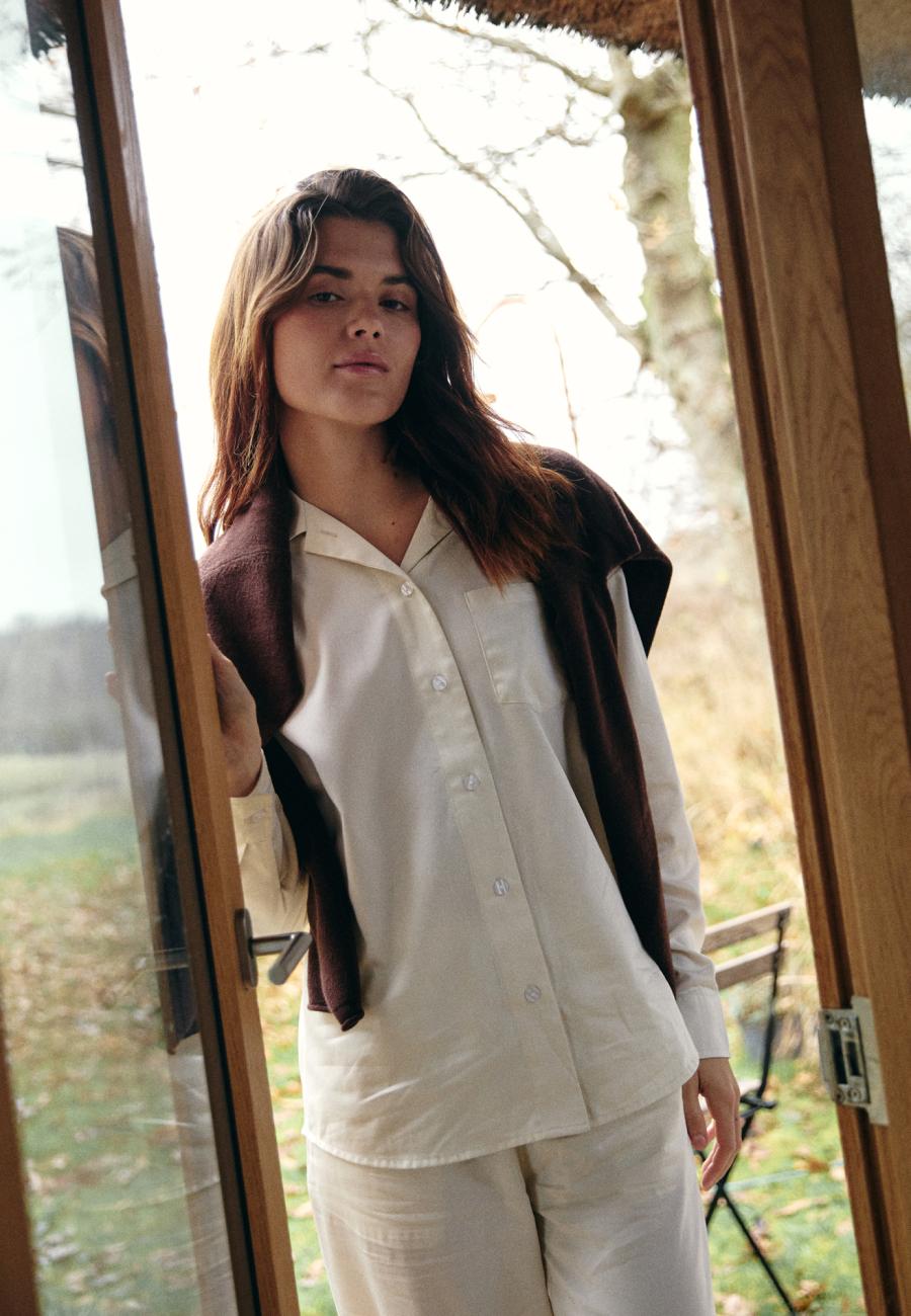 Pyjamashirt, Satin | Bambusviskose | Ivory -JBS of Denmark Women