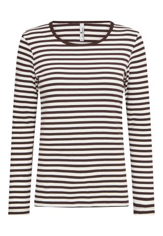 Langarm-Shirt, Ripp | Bambusviskose | Braun gestreift -JBS of Denmark Women