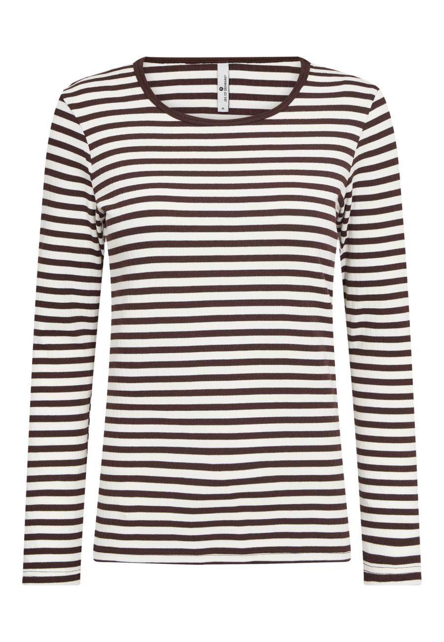 Langarm-Shirt, Ripp | Bambusviskose | Braun gestreift -JBS of Denmark Women
