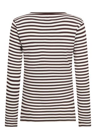 Langarm-Shirt, Ripp | Bambusviskose | Braun gestreift -JBS of Denmark Women