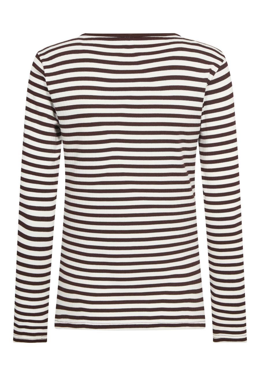 Langarm-Shirt, Ripp | Bambusviskose | Braun gestreift -JBS of Denmark Women