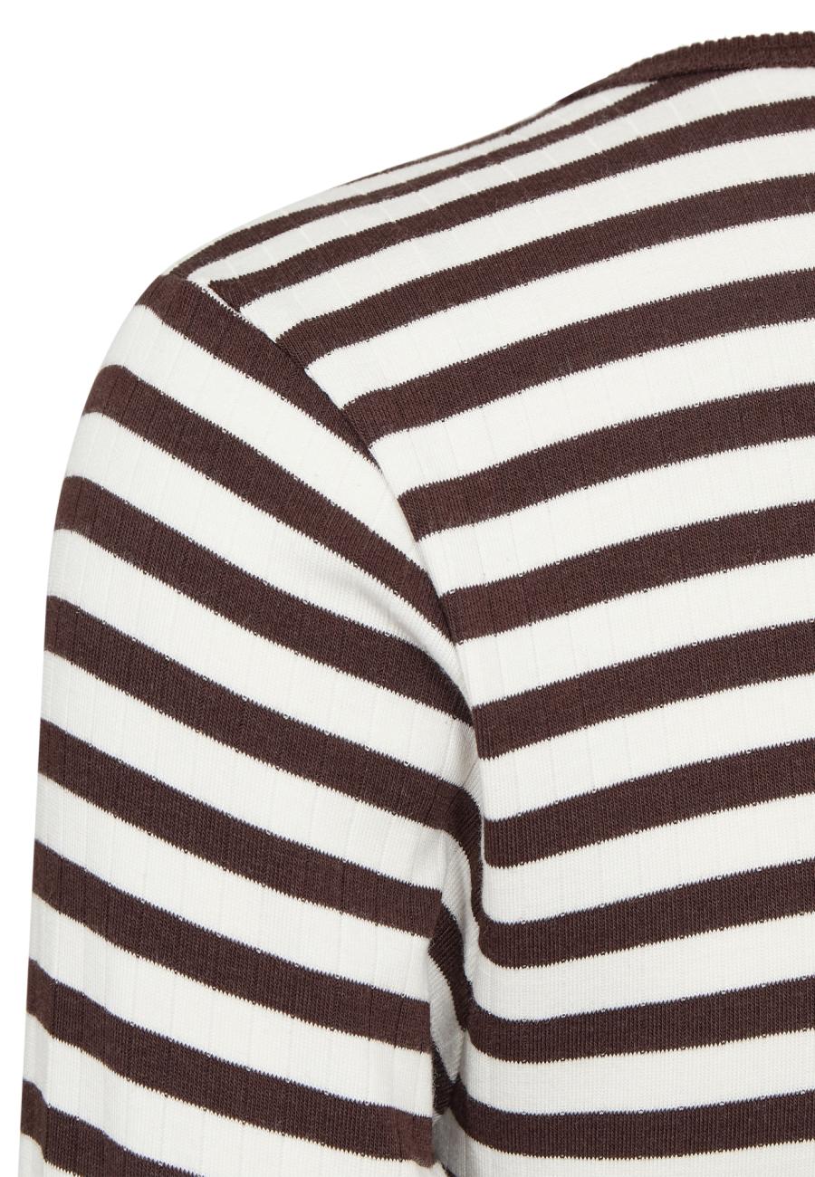 Langarm-Shirt, Ripp | Bambusviskose | Braun gestreift -JBS of Denmark Women