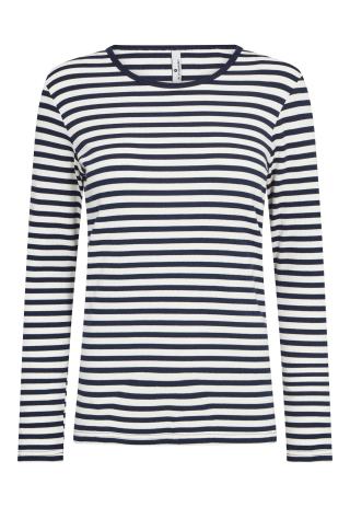 Langarm-Shirt, Ripp | Bambusviskose | Navy gestreift -JBS of Denmark Women