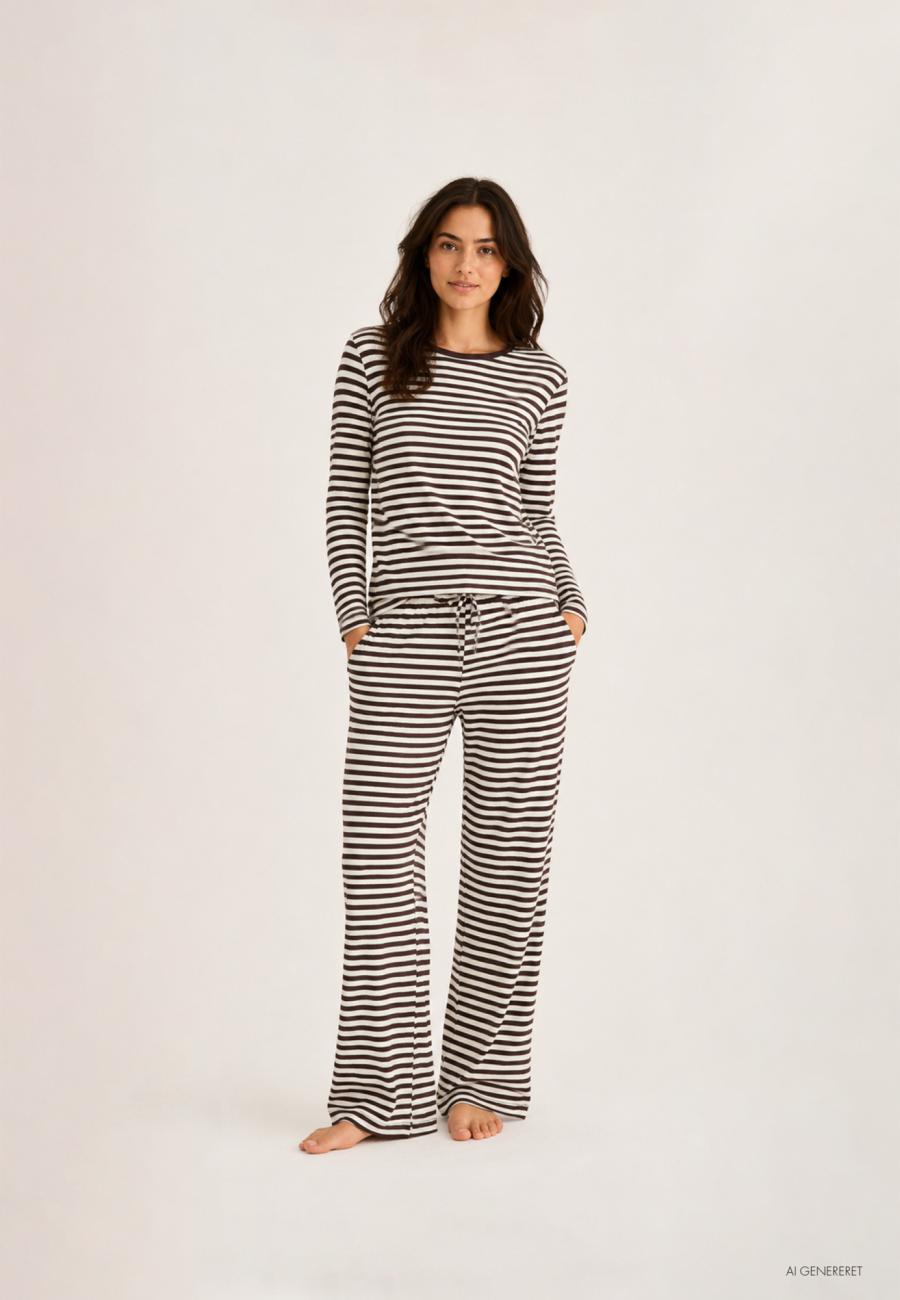 Loungehose, Ripp | Bambusviskose | Braun gestreift -JBS of Denmark Women