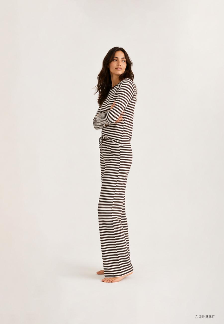 Loungehose, Ripp | Bambusviskose | Braun gestreift -JBS of Denmark Women