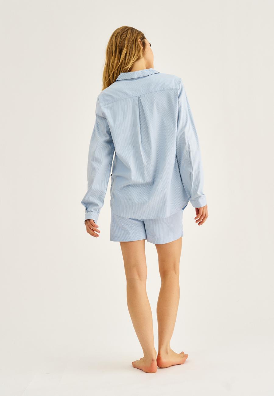 Pyjamashorts | Bambus-Viskose | blau gestreift -JBS of Denmark Women