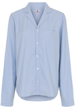 Pyjamashirt, langarm, Bambus-Viskose, blau gestreift Pyjamashirt, langarm, Bambus-Viskose, blau gestreift