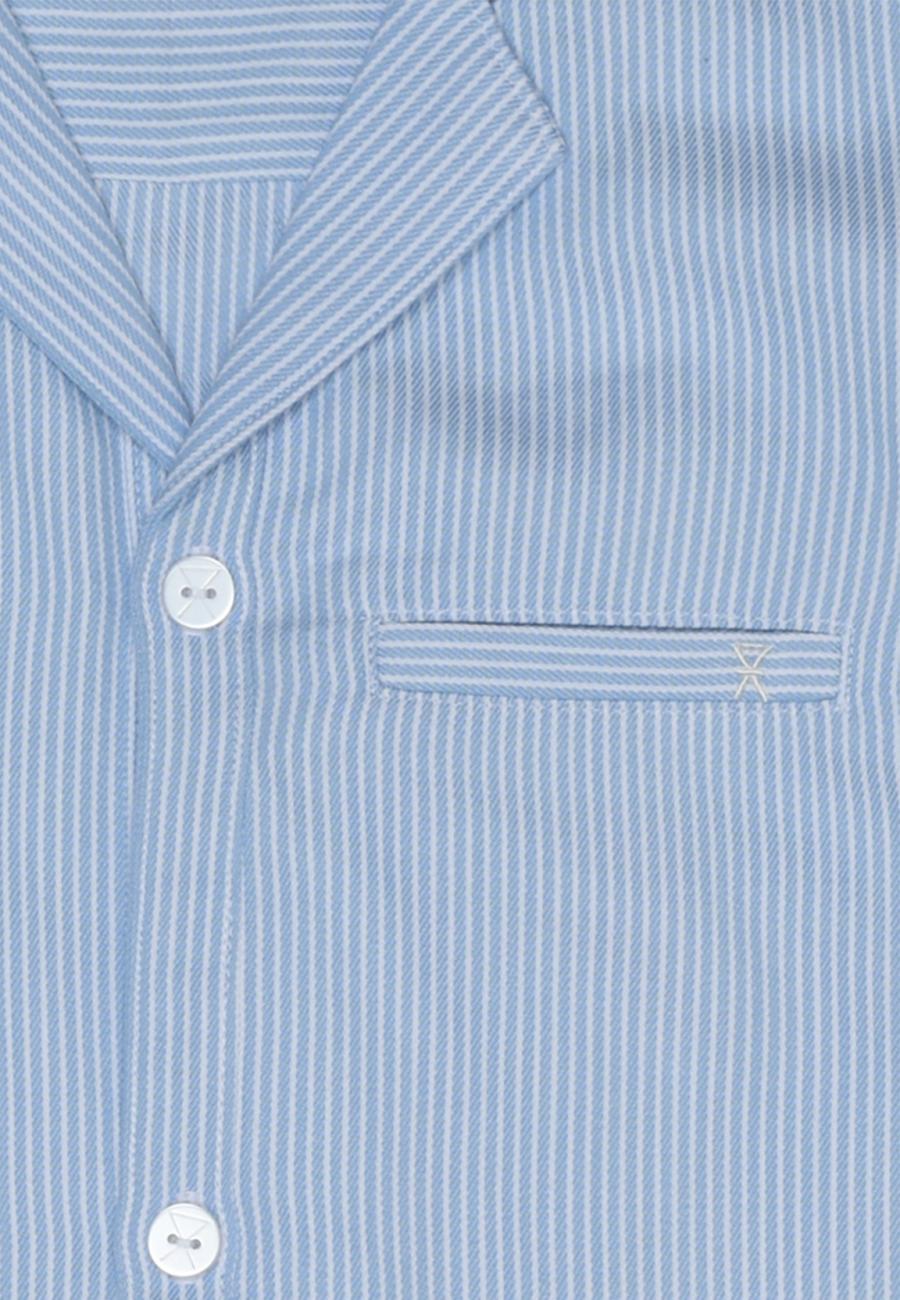 Pyjamashirt, langarm, Bambus-Viskose, blau gestreift