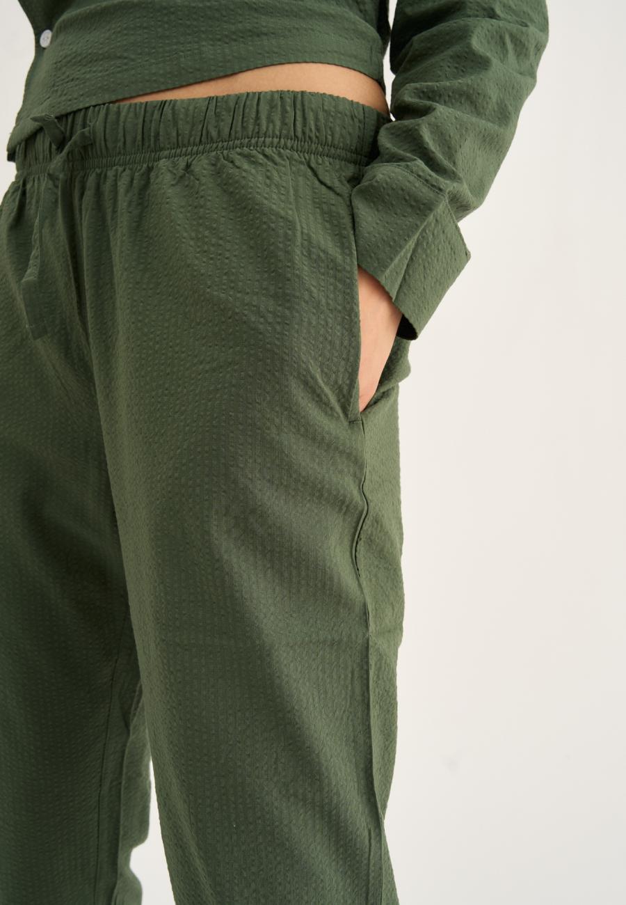 Pyjamahose, Seersucker | Bambus-Viskose | grün -JBS of Denmark Women