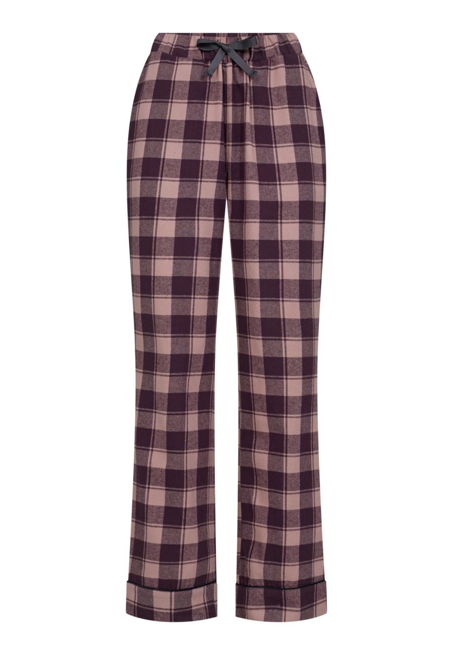 Pyjamahose, Flanell, 100% Bio-Baumwolle, dunkelrosa kariert