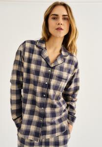 Pyjamashirt, Flanell, 100% Bio-Baumwolle, blau kariert