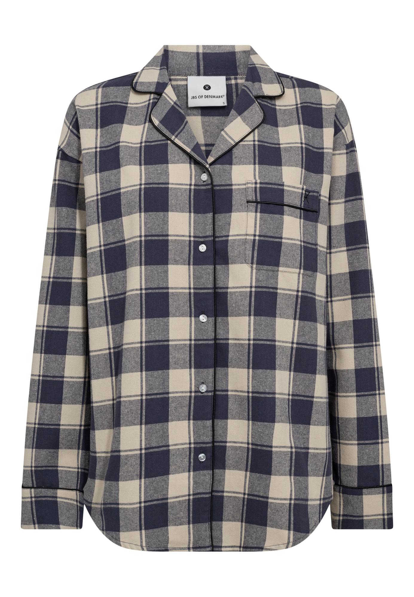 Pyjamashirt, Flanell, 100% Bio-Baumwolle, blau kariert
