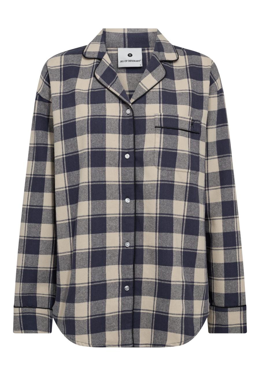 Pyjamashirt, Flanell, 100% Bio-Baumwolle, blau kariert