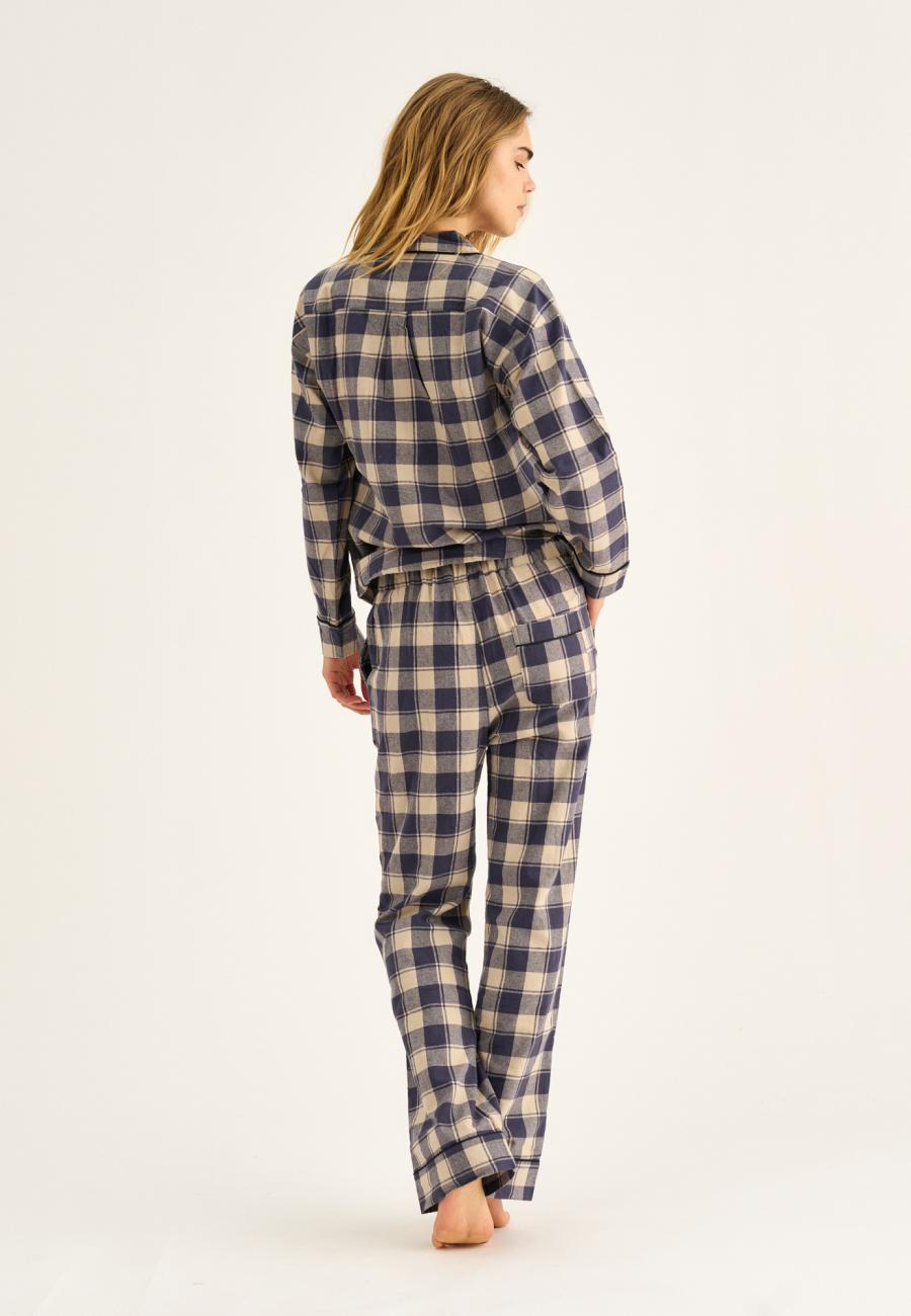 Pyjamashirt, Flanell | 100% Bio-Baumwolle | blau kariert -JBS of Denmark Women
