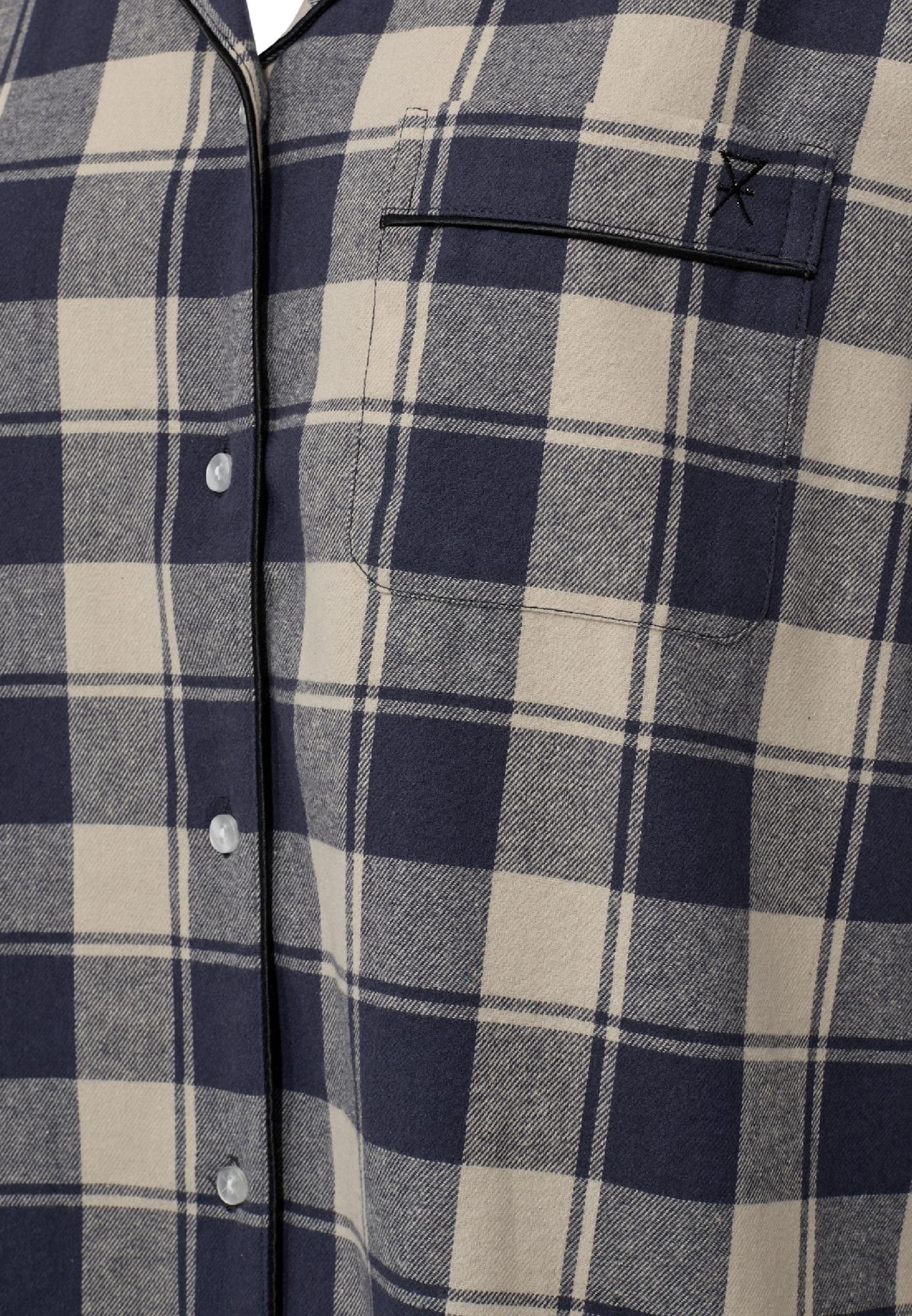 Pyjamashirt, Flanell, 100% Bio-Baumwolle, blau kariert