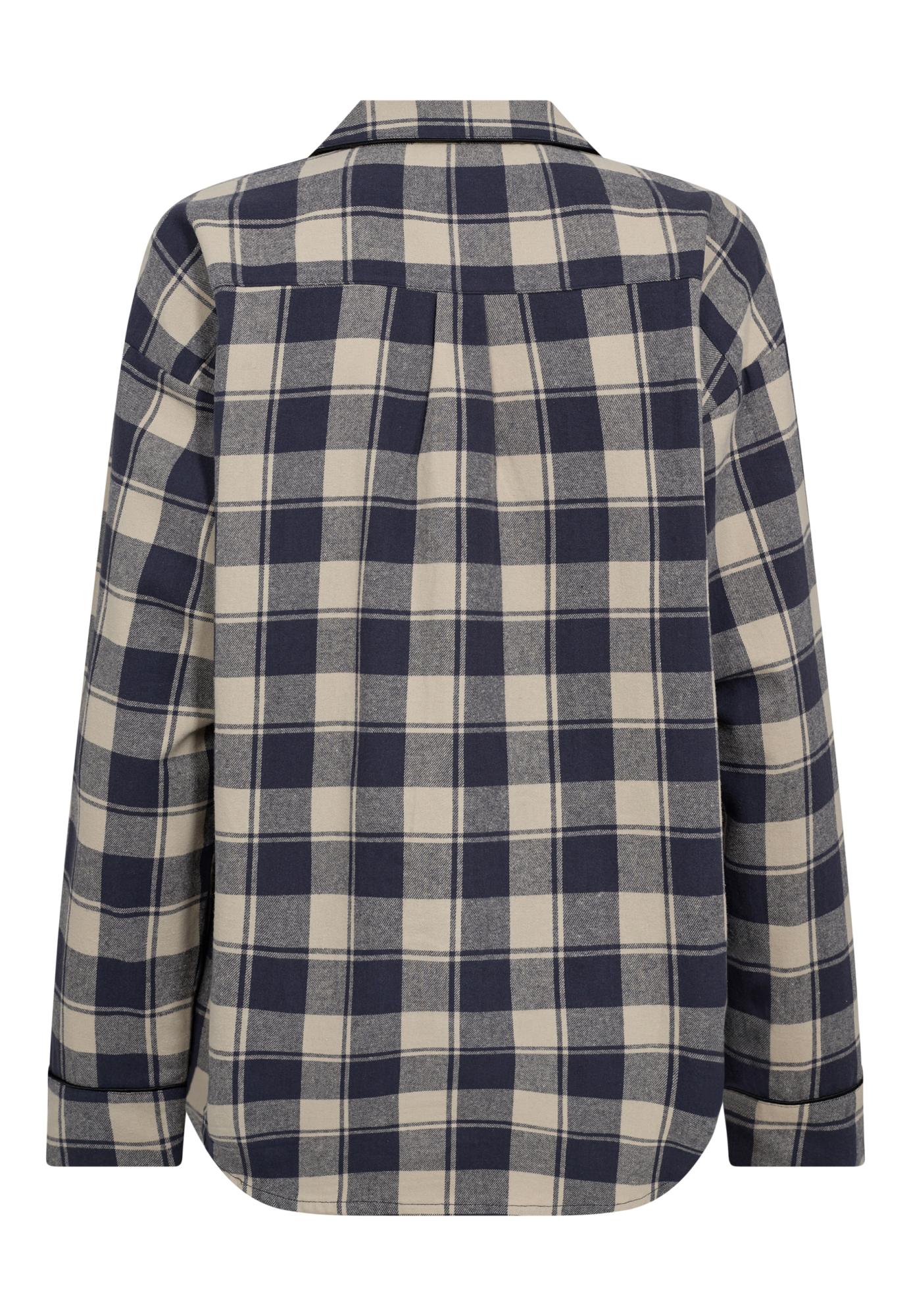 Pyjamashirt, Flanell, 100% Bio-Baumwolle, blau kariert