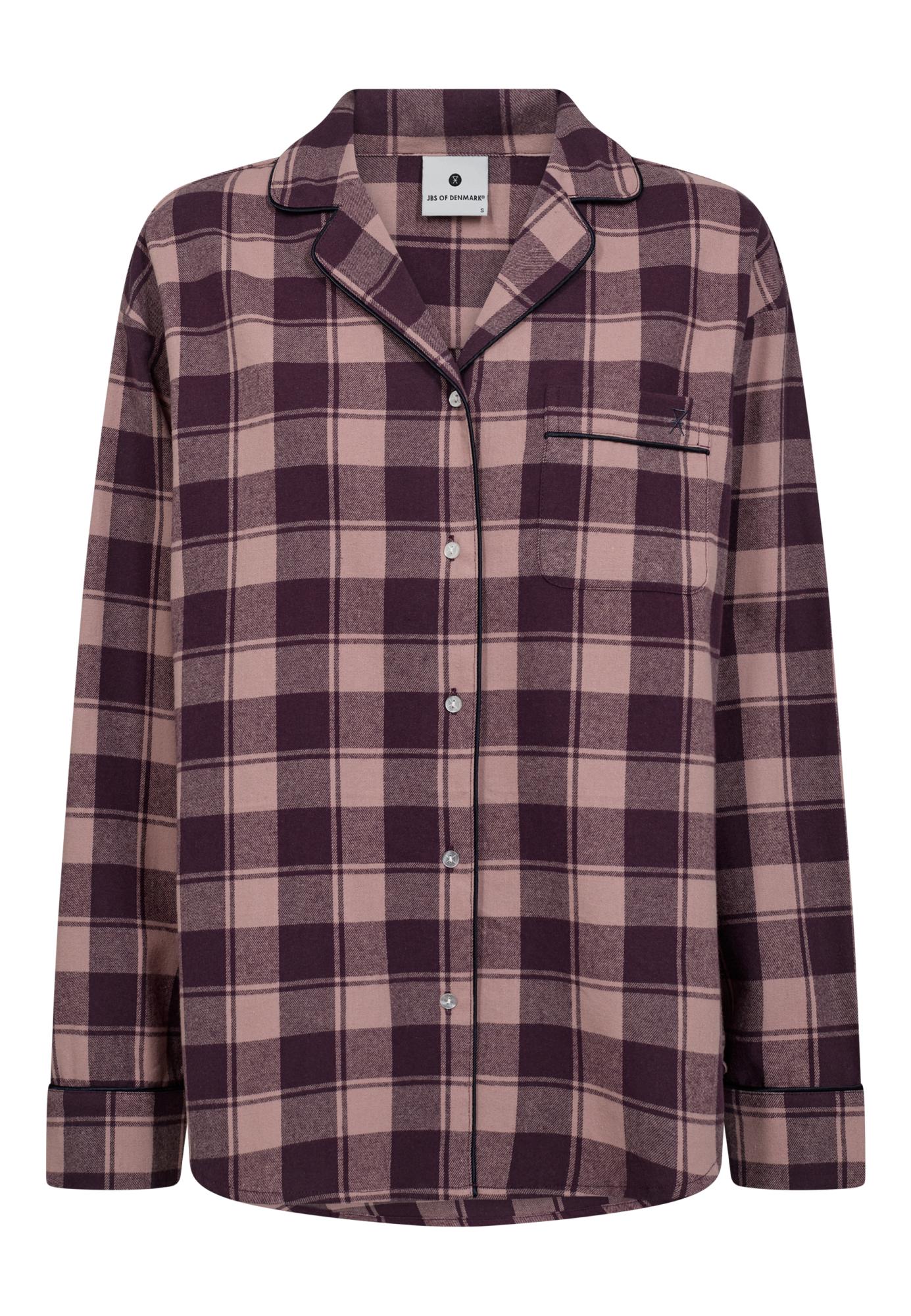 Pyjamashirt, Flanell, 100% Bio-Baumwolle, dunkelrosa kariert