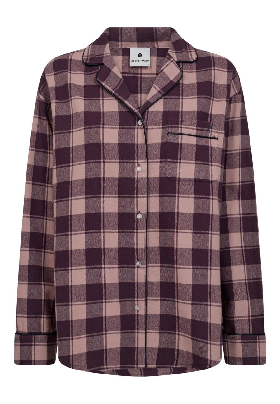 Pyjamashirt, Flanell, 100% Bio-Baumwolle, dunkelrosa kariert