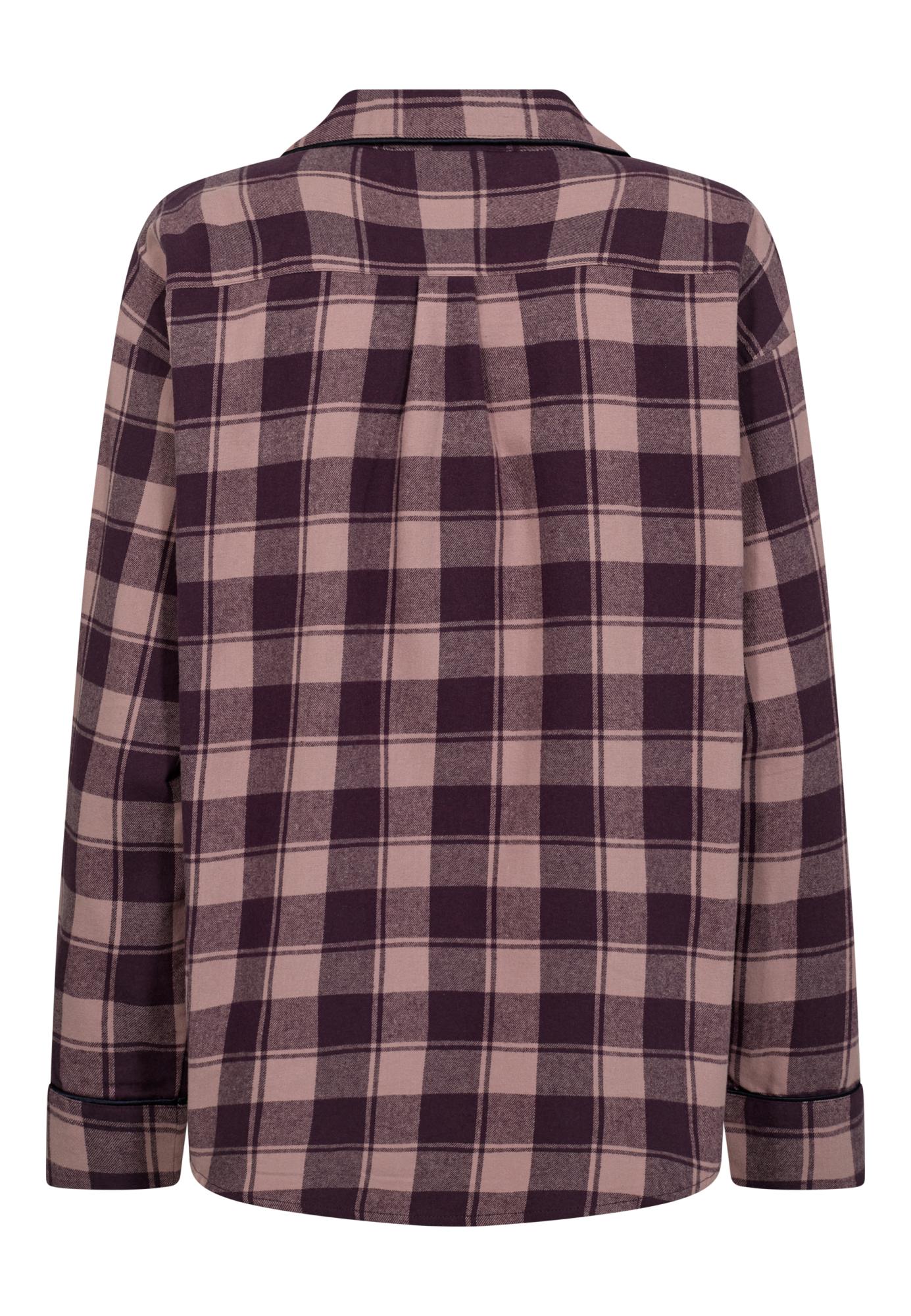 Pyjamashirt, Flanell, 100% Bio-Baumwolle, dunkelrosa kariert