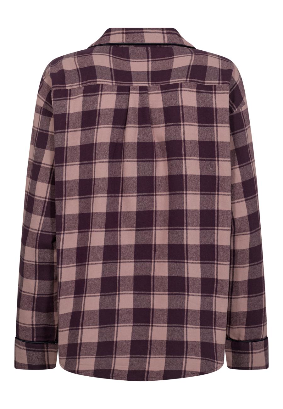 Pyjamashirt, Flanell, 100% Bio-Baumwolle, dunkelrosa kariert