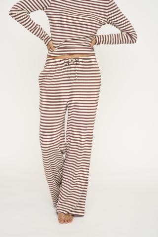 Loungehose, Ripp, Bambusviskose, Rosa gestreift